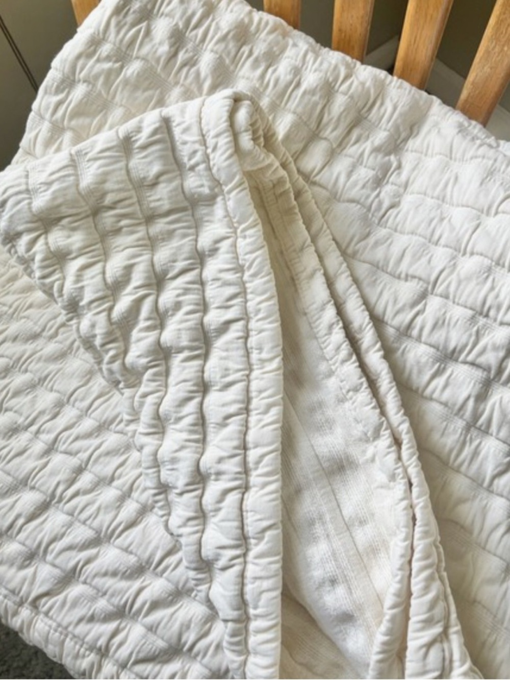 Eileen Fisher Organic Cotton Rippled Cream Coverlet in King - Picture 2 of 8
